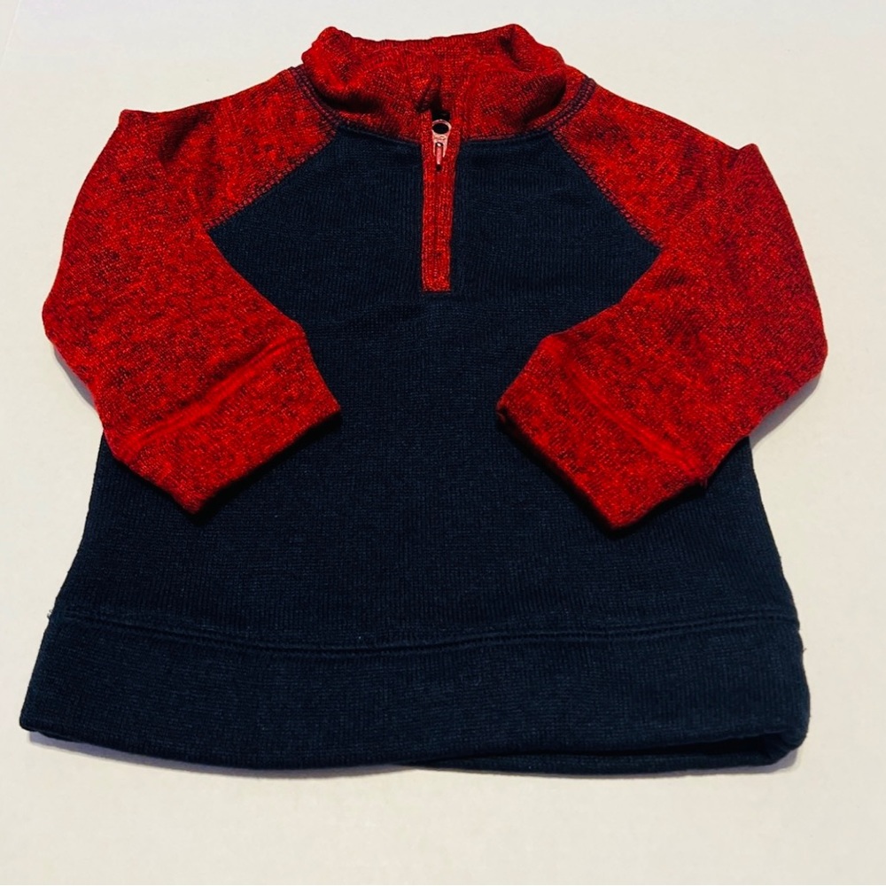 1/2 Zip Pullover Sweater Red and Navy 12 months
